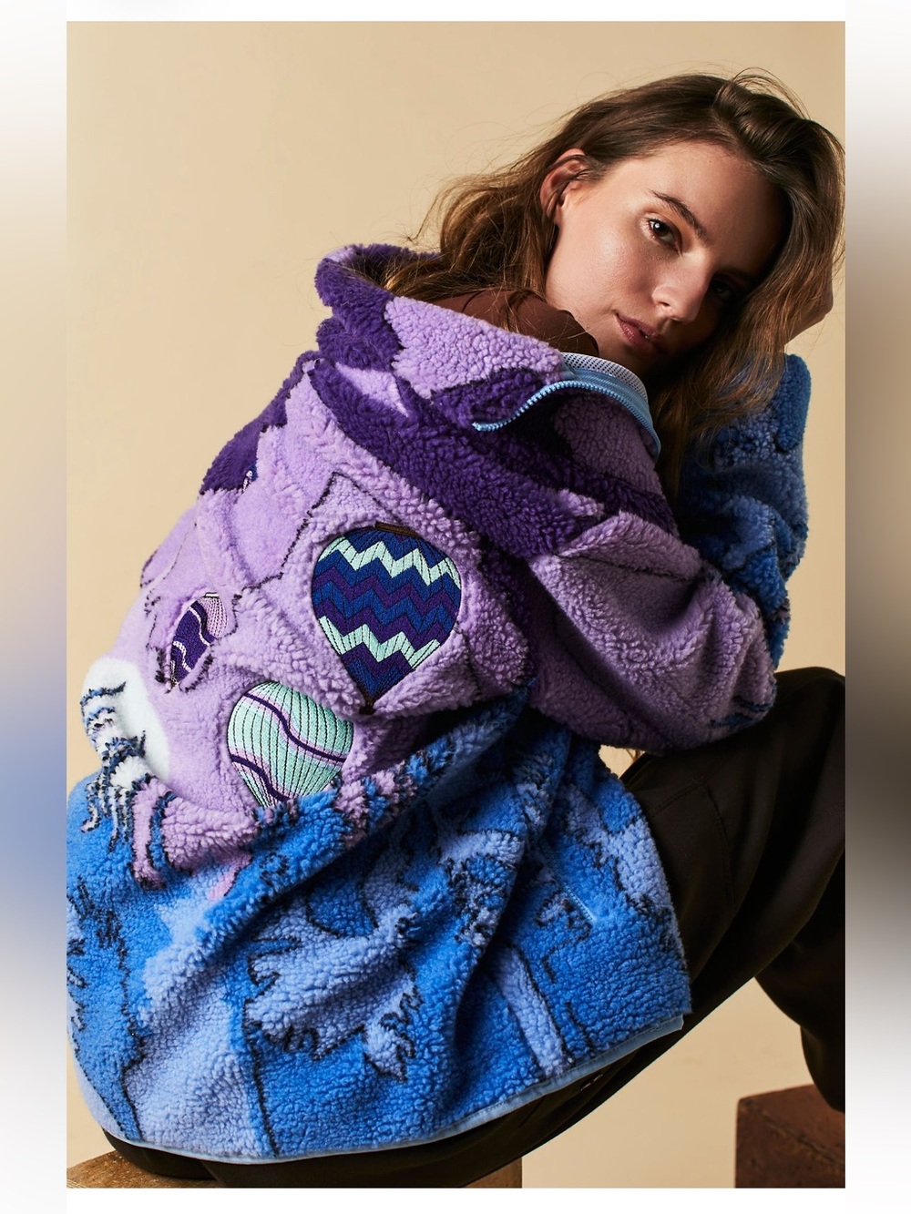House of Sunny Mountains Should Be Climbed Fleece Jacket S Purple Blue